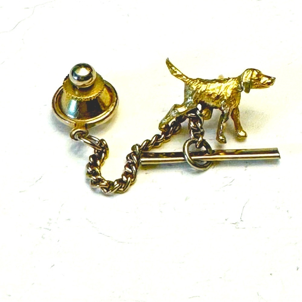Vintage Golden Retriever Dog Tie Tack Gold Setter Pointer Hunter